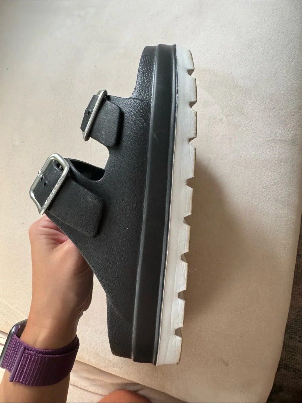 J Slides Black Buckle Slide Sandals - Comfortable Casual Footwear